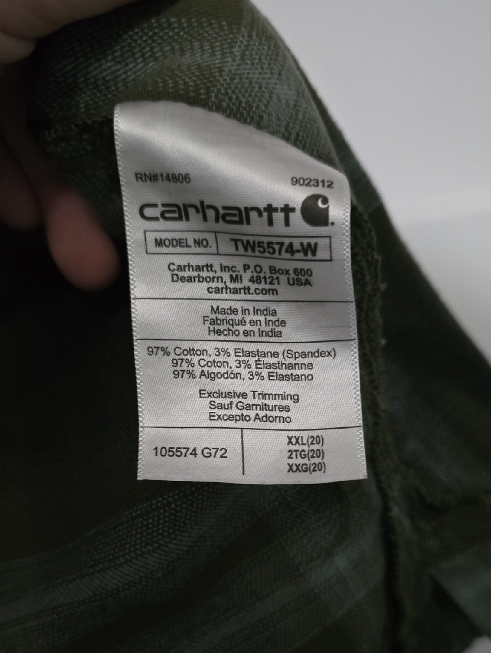 Carhartt Women's Rugged Flex Green And Brown Plaid Flannel Shirt - Picture 5 of 6
